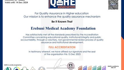 Էրեբունի Բժշկական Ակադեմիա Հիմնադրամը ստացել է QAHE միջազգային հավատարմագրում